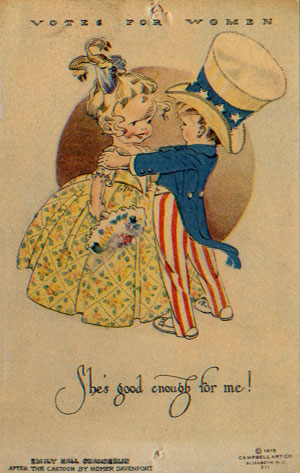 Emily Hall Chamberlin (after Homer Davenport), "She's Good Enough for Me," postcard, 1915