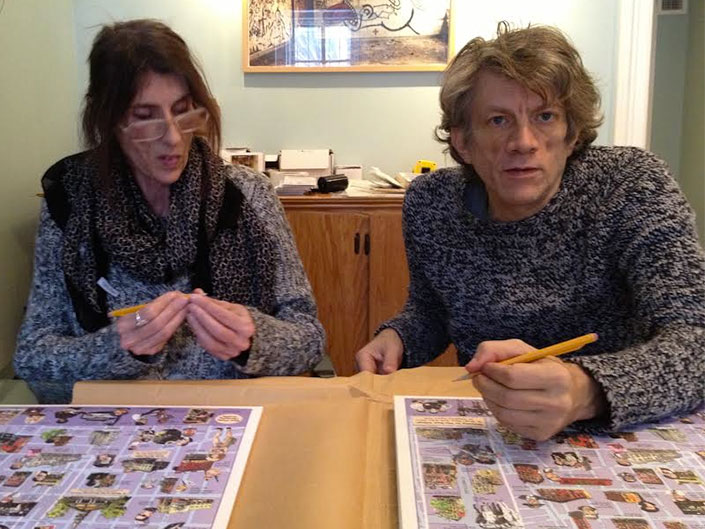 James Romberger and Marguerite Van Cook signs East Village Maps
