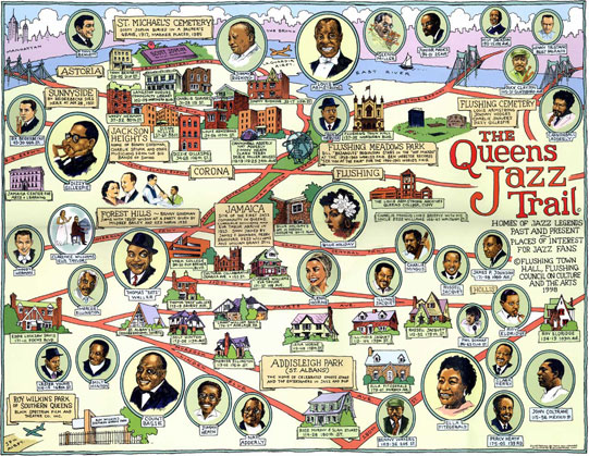 Queens Jazz Trail map by Ephemera Press